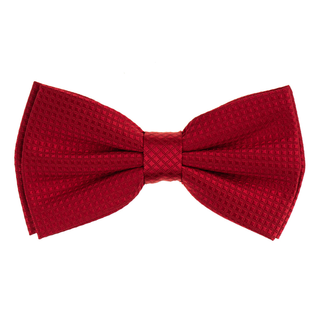 Red Micro-Grid Pre-Tied Bow tie with Matching Pocket Square – Tie Factory