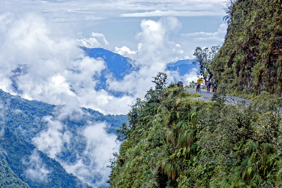 Bikers biking Bolivias Death Road