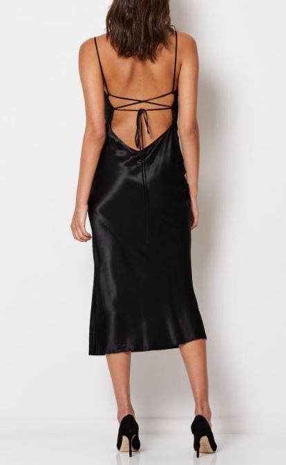 bec and bridge black silk dress