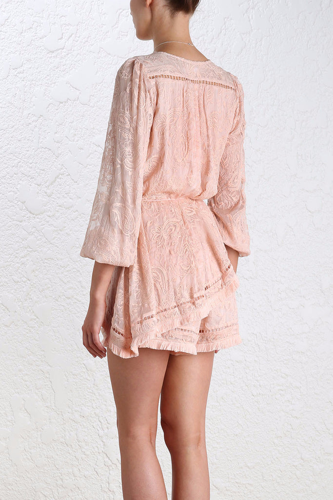 pink fringe playsuit