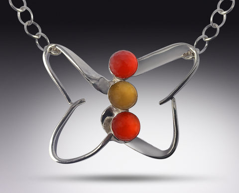 Butterfly Fork Necklace with Carnelian & Citrine gemstones