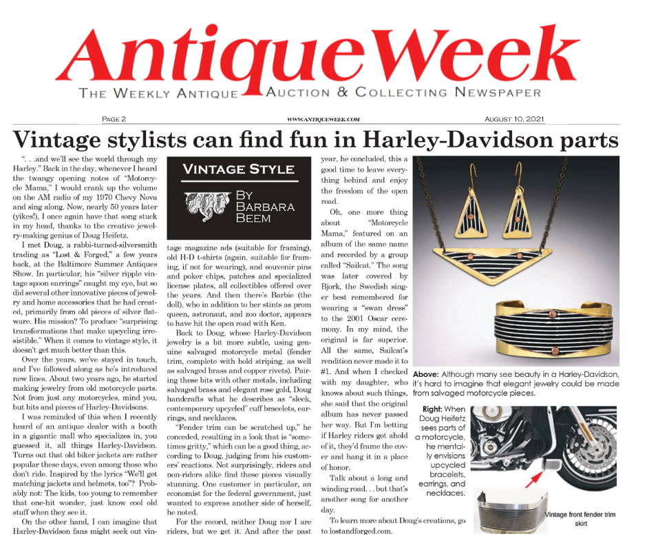Harley Davidson Motorcycle Parts Jewelry Collection article from Antique Week