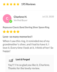 Repousse Spoon Ring Customer Review