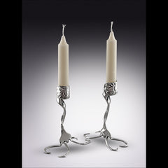 Twisted Fork Silver Candlesticks LostAndForged