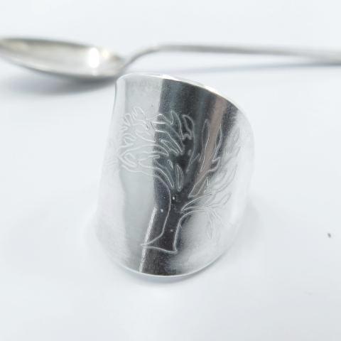 Spoon Ring, Engraved Tree of Life 