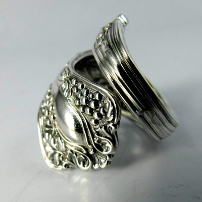 Grape Cluster Silver Whole Demitasse Spoon Ring