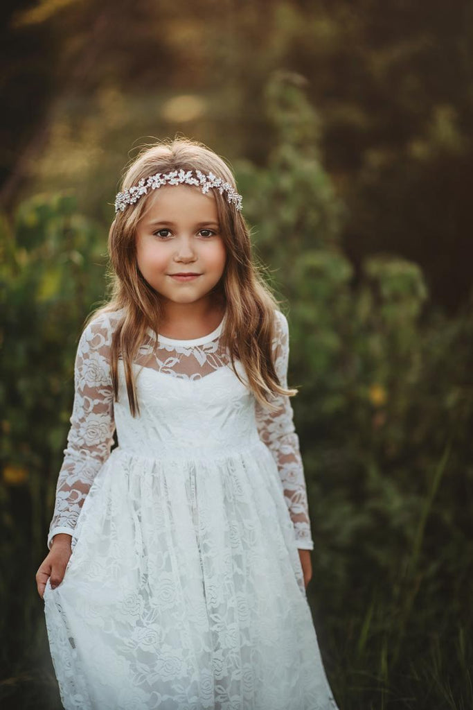 12 Affordable Long Lace Flower Girl Dresses for Country Wedding| Misdress