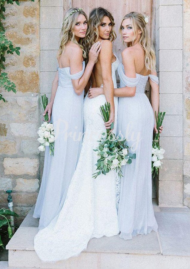 Off shoulder bridesmaid dress