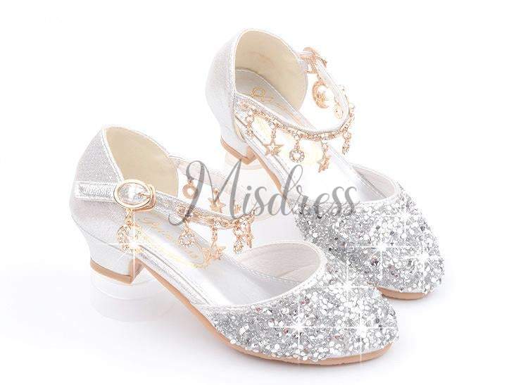 Purple/Silver/Pink Sequin Rhinestone Sandals Wedding Flower Girl Shoes ...