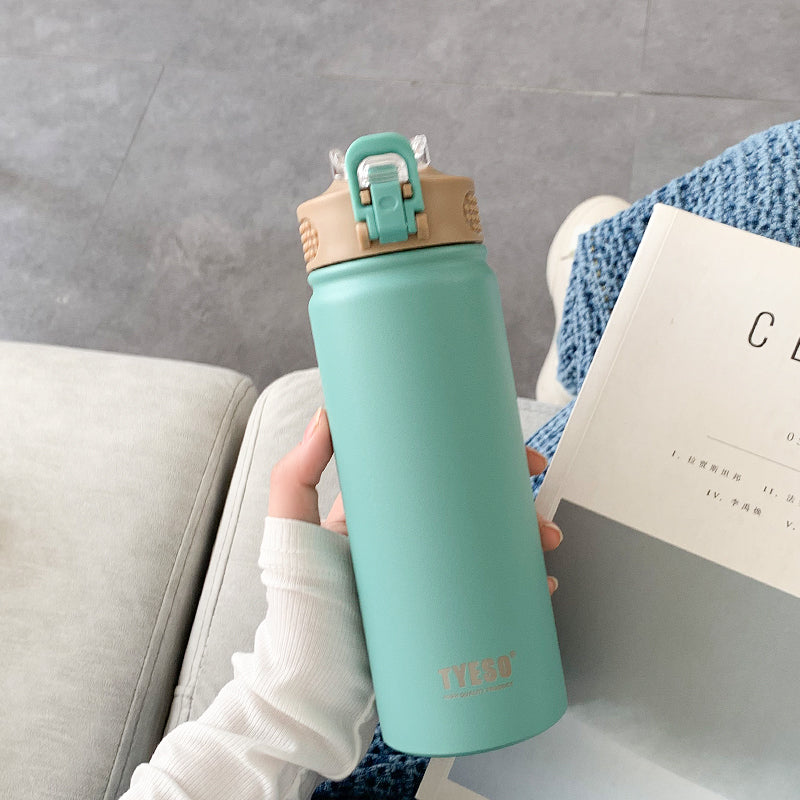 530ml 600ml 750ml Tyeso Thermal Vacuum Insulated Bottle Flask Thermos Silicone Straw Stainless Steel Hot Cold Water Coffee Tea