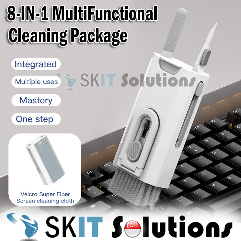  8-in-1 Multifunctional Cleaning Brush Q8 Computer Keyboard Monitor Screen Cleaner Kit Package Mobile Phone Holder Stand