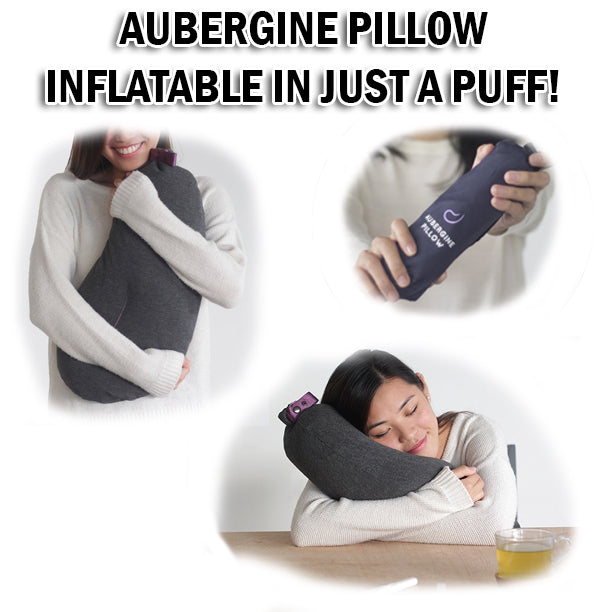 Aubergine Pillow Inflatable Wrap Neck Center Head Commute Travel