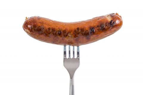 Sausage on a fork