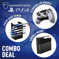 GameShieldz™ PS4 Playstation 4 Wall Mounting Combo Deal - Indoor Outdoors