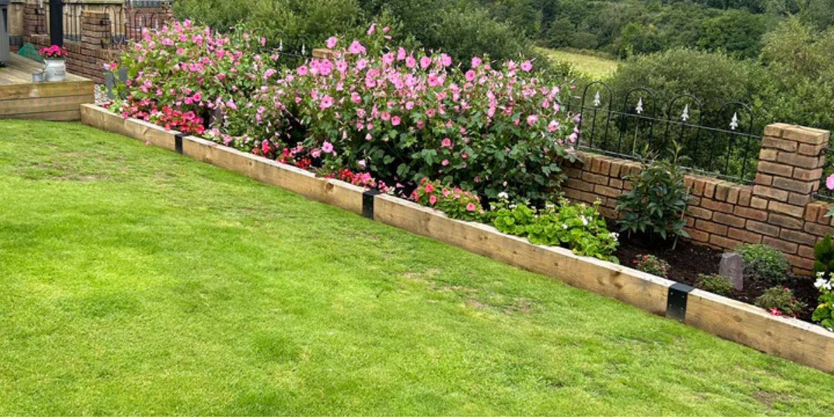 Sleepers used as a garden border