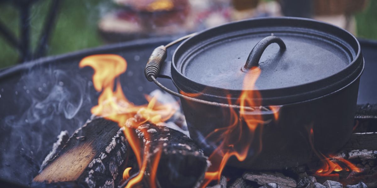 Pot cooking on a fire pit