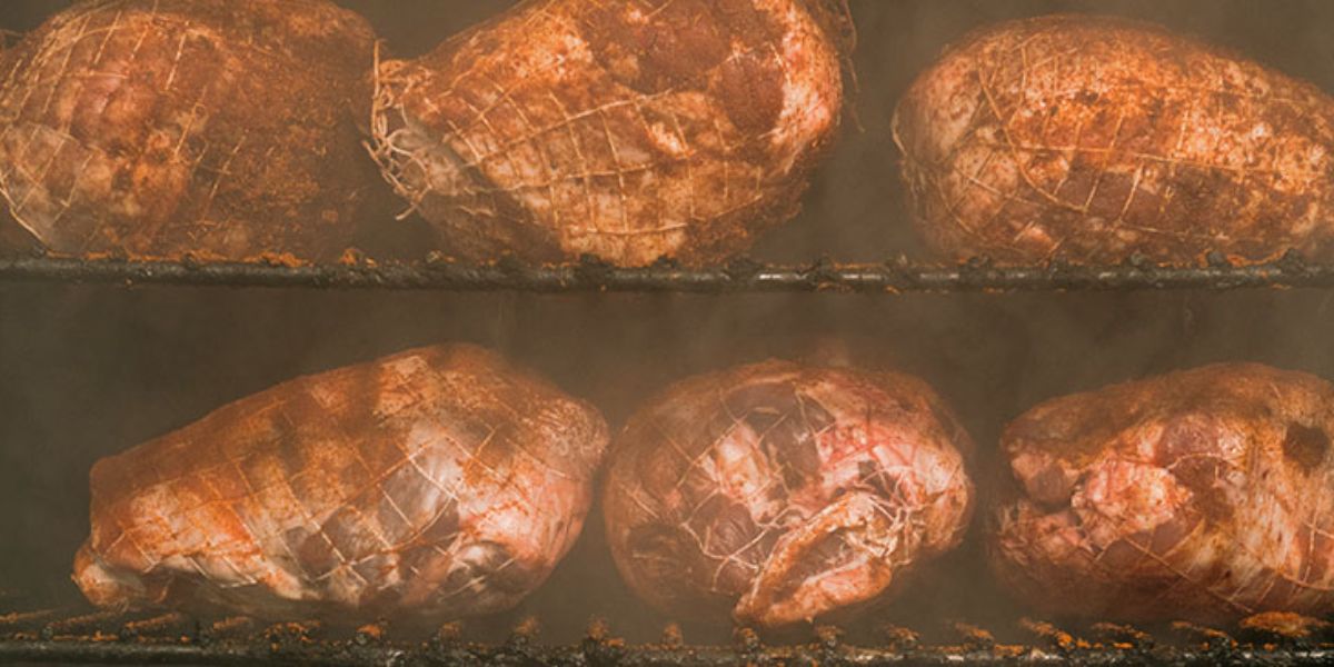 meat smoking in a smoker