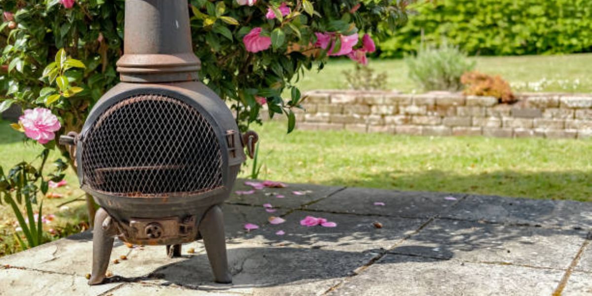 image of a large chimenea in the garden