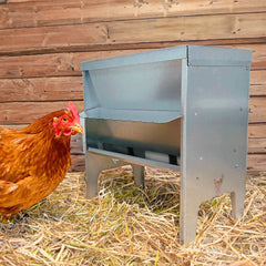 Medium Chicken & Poultry Galvanised Feed Hopper With Roof - Indoor Outdoors