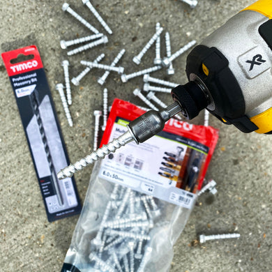 Framola Post Base Installation Kit - Drill Bit, Driver Bit + Bolts - Indoor Outdoors