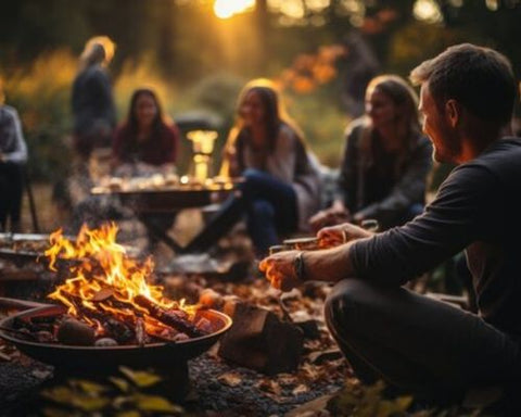 Cooking on a camp fire.