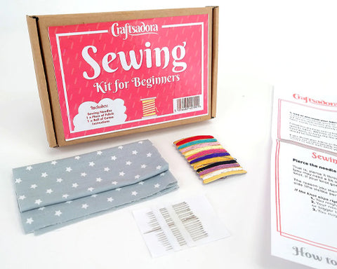 Sewing activity kit includes supplies for sewing, knitting and