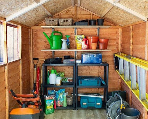 Garden tools and equipment organised neatly