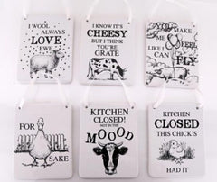 Animal Fun Kitchen Ceramic Quotes - Indoor Outdoors