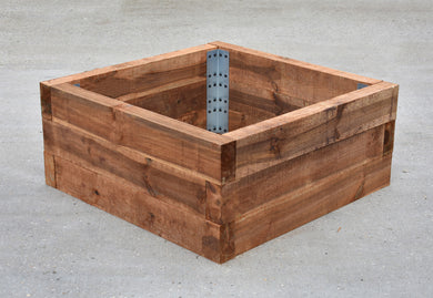 3-Tier Square Planter using a SleeperFit Installation Kit featuring Brackets, Timber Railway Sleepers and Screws