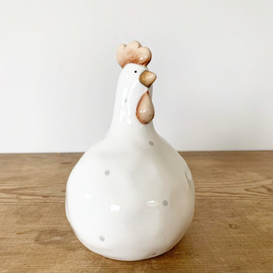 Ceramic Polka Dot Chicken Ornament - Indoor Outdoors