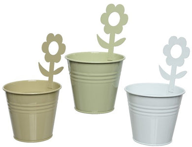 Flower Pot Garden Art Metal Planters With Flower cut out - Indoor Outdoors