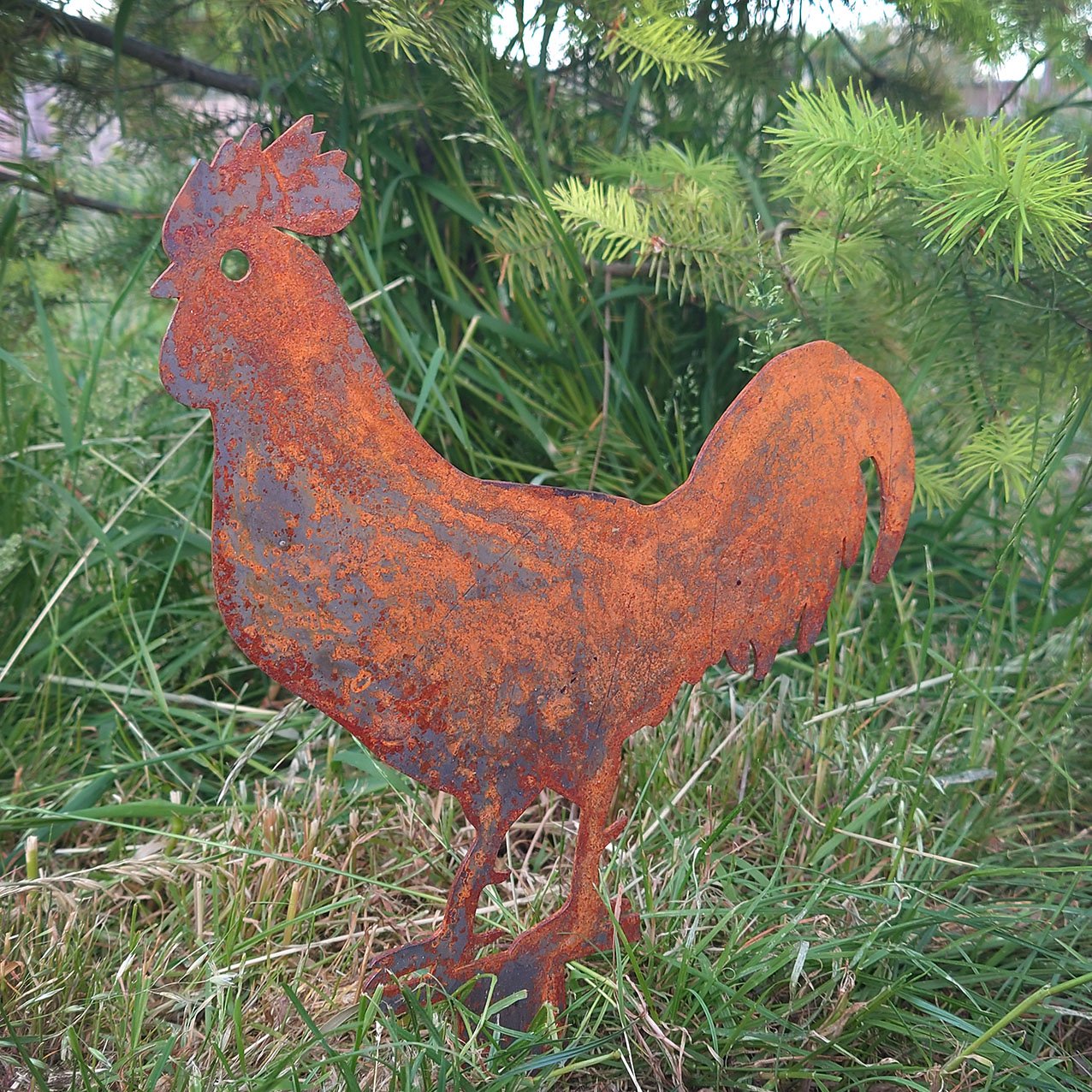 Chicken Ornament Rustic Steel