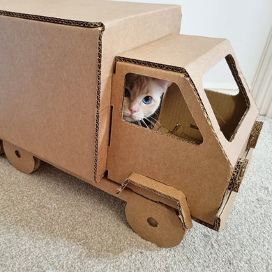 Jakes Farm Yard Cardboard Cat Truck Enrichment Toy - Indoor Outdoors