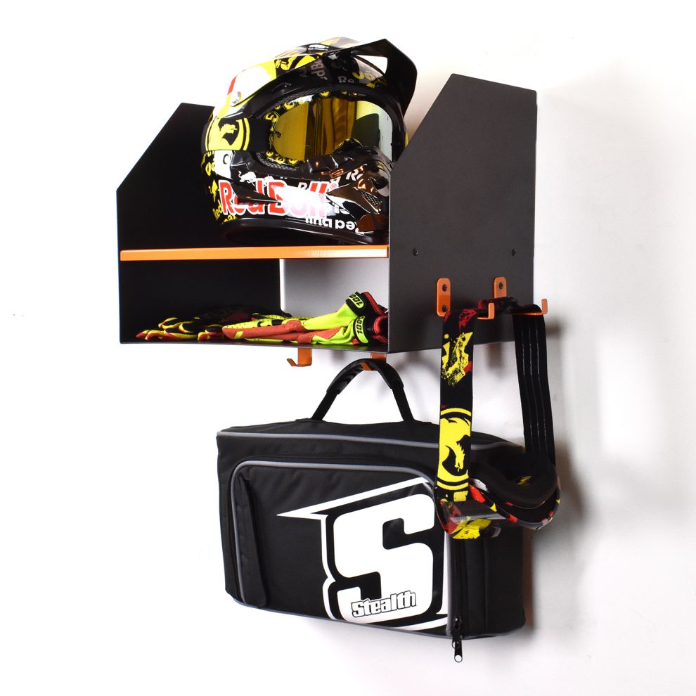 Motorcycle Helmet Shelf & Storage Unit | Store Your Helmet & Gear