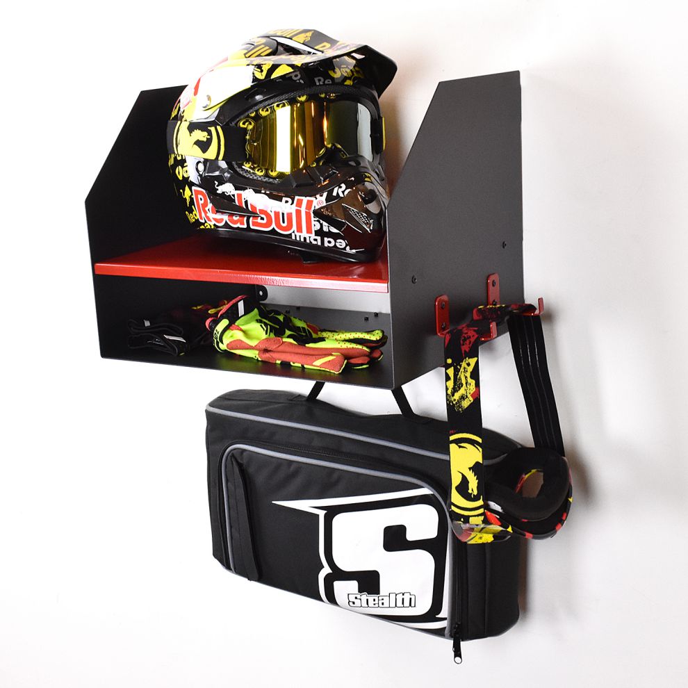 Motorcycle Helmet Shelf & Storage Unit | Store Your Helmet & Gear