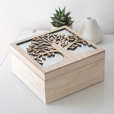 Tree of Life Square Mirrored Memory Box - Indoor Outdoors