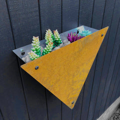 Bellamy Rustic Steel Triangle Wall Mounted Planter - Indoor Outdoors