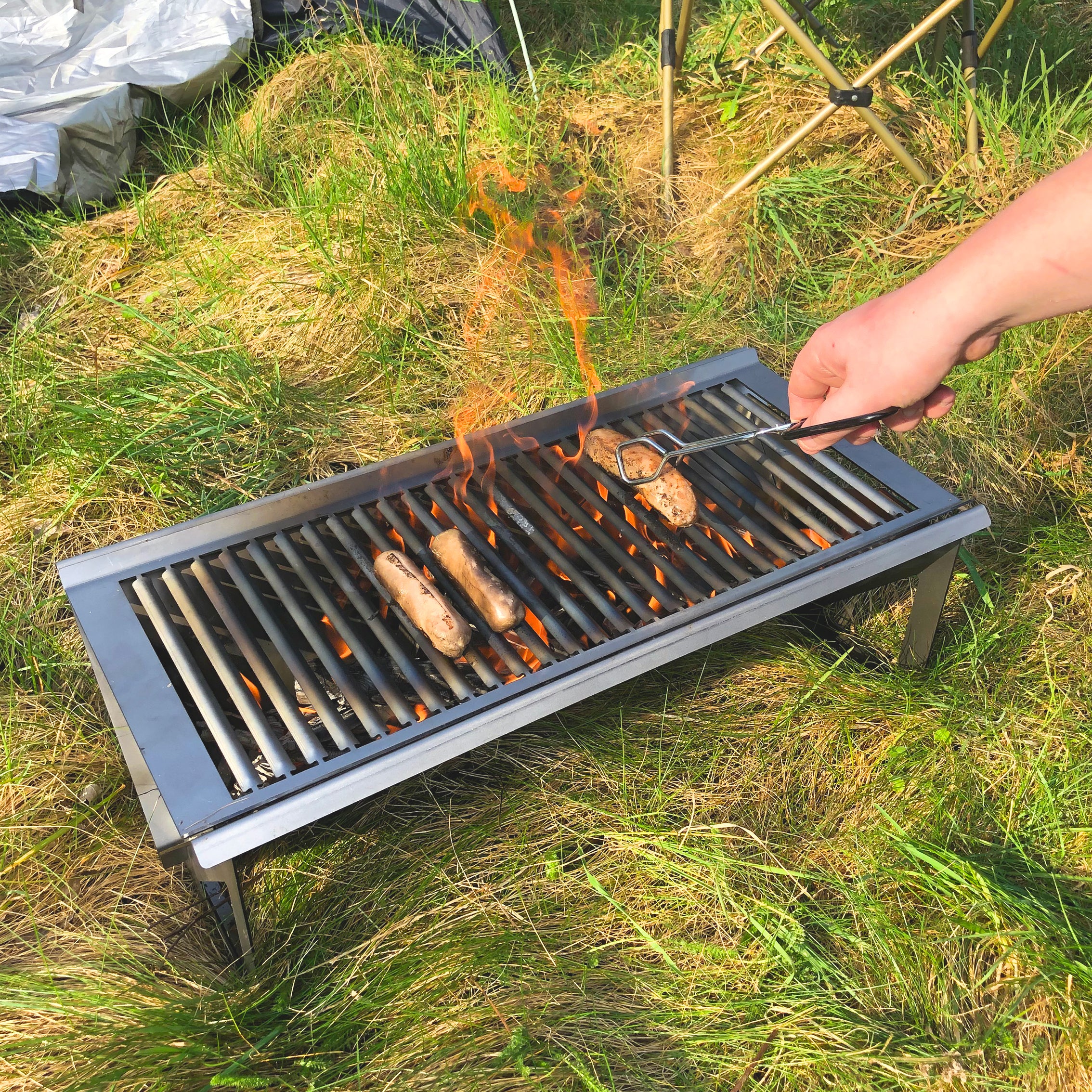 Portable Grill Top BBQ - Larger Size for Cooking - Full Flat-Pack