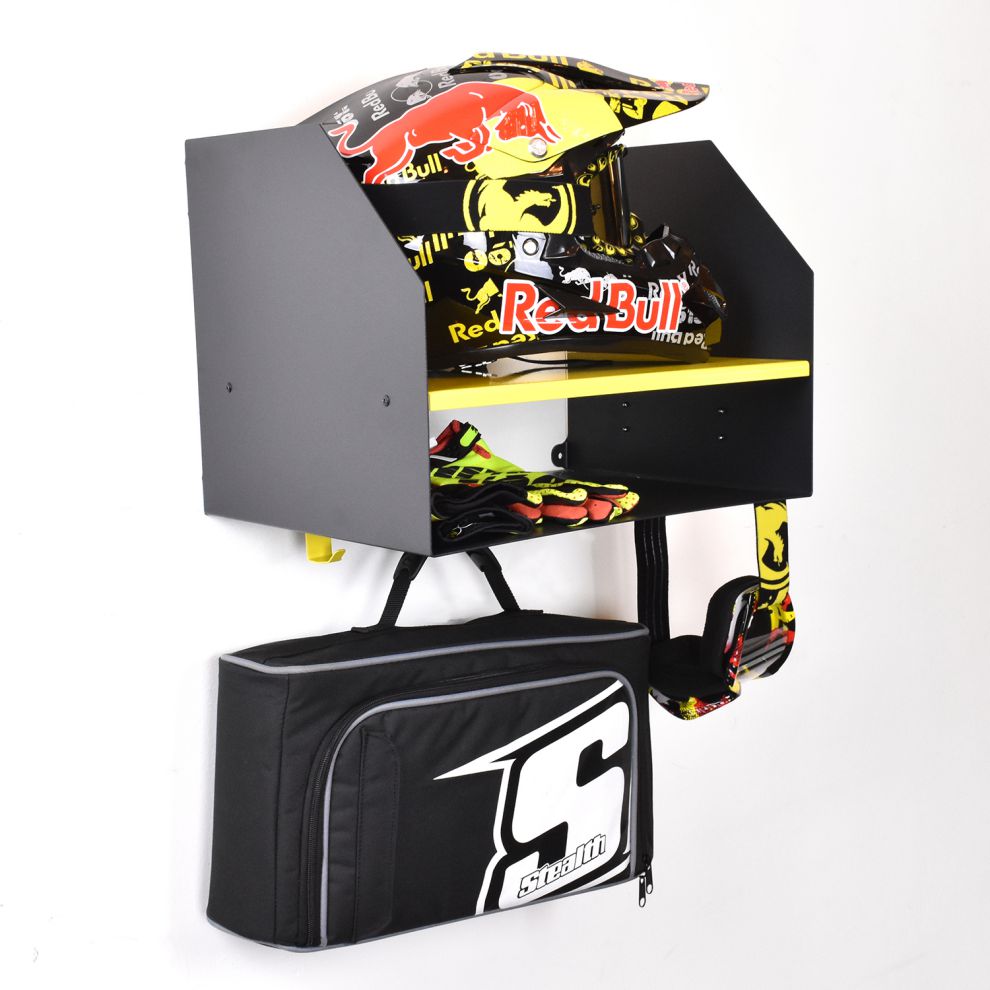 Motorcycle Helmet Shelf & Storage Unit | Store Your Helmet & Gear