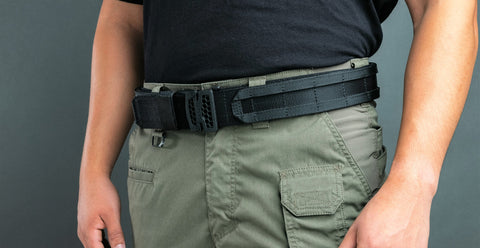 The World's First Micro Adjustable Battle Belts allows you to adjust this 2 belt system, tighter or looser, in 1/4" increments, on the move and without unlatching the buckle.  Includes an outer molle belt and inner velcro belt.  Total adjustability means a perfect fit all day long.