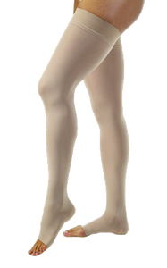Jobst Opaque Thigh High Closed Toe With Lace Silicone Band - Petite Length (Standard) - Class 1 (18-21mmHg)