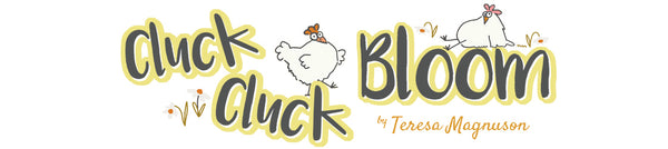 Cluck Cluck Bloom by Teresa Magnuson for Clothworks logotype