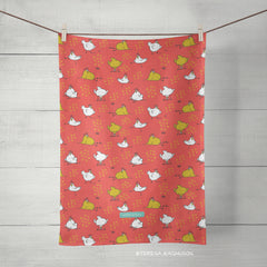 coral tea towels