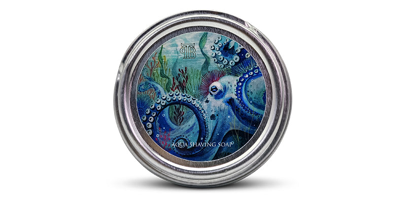 Aqua Shaving Soap Tin On White Background