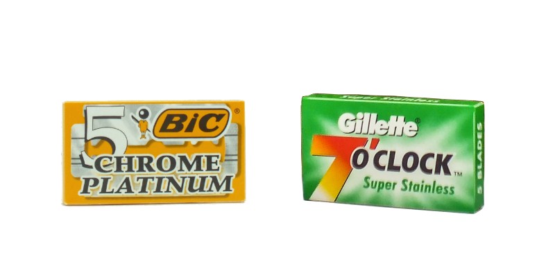 BIC and Gillette DE razor blades