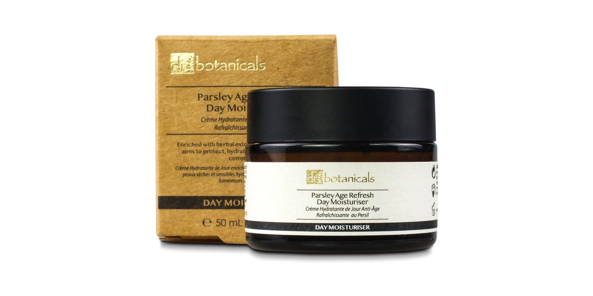 Dr Botanicals Parsley Age Refresh Day Moisturiser with box on a white background