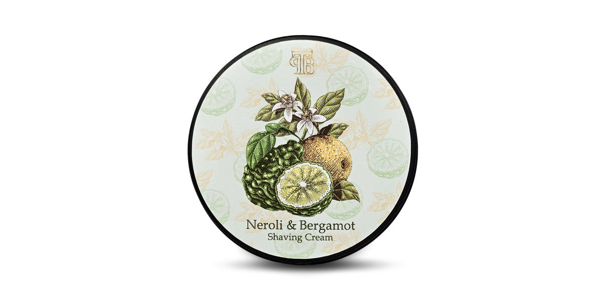 Neroli and Bergamot Shaving Cream tin from The Personal Barber Shaving Club