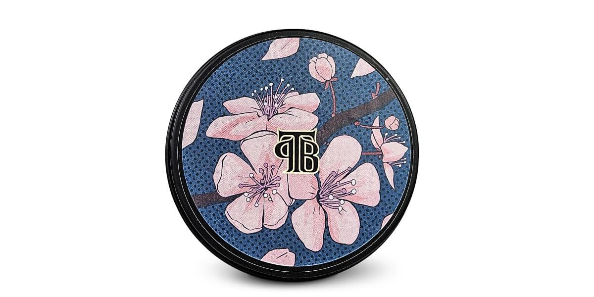 Peach Blossom Shaving Soap from The Personal Barber vegan friendly formula - tin on white background