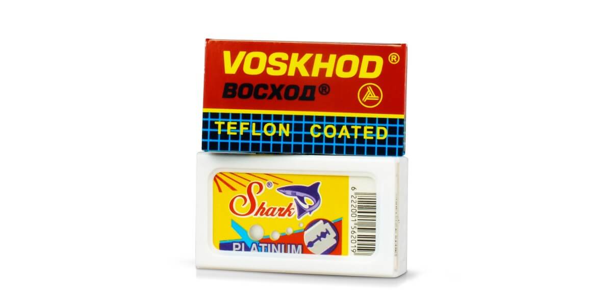 Voskhod and Shark Platinum double-edge razor blades