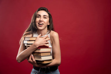 A woman with her favorite novels